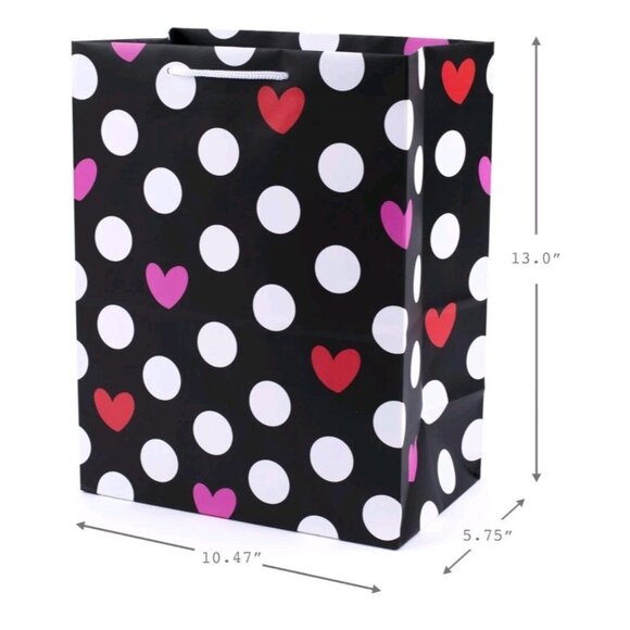 Hallmark 13" Large Valentines Day Gift Bags Pack of 2: Red with Hearts & Black - Picture 4 of 5